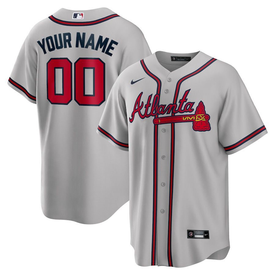 Men Atlanta Braves Nike Gray Road Custom Replica MLB Jersey->women mlb jersey->Women Jersey